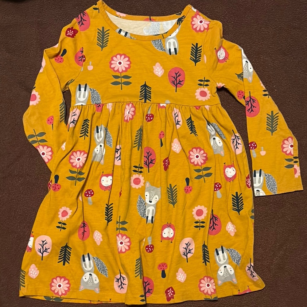 Yellow Long Sleeve Casual Sundress